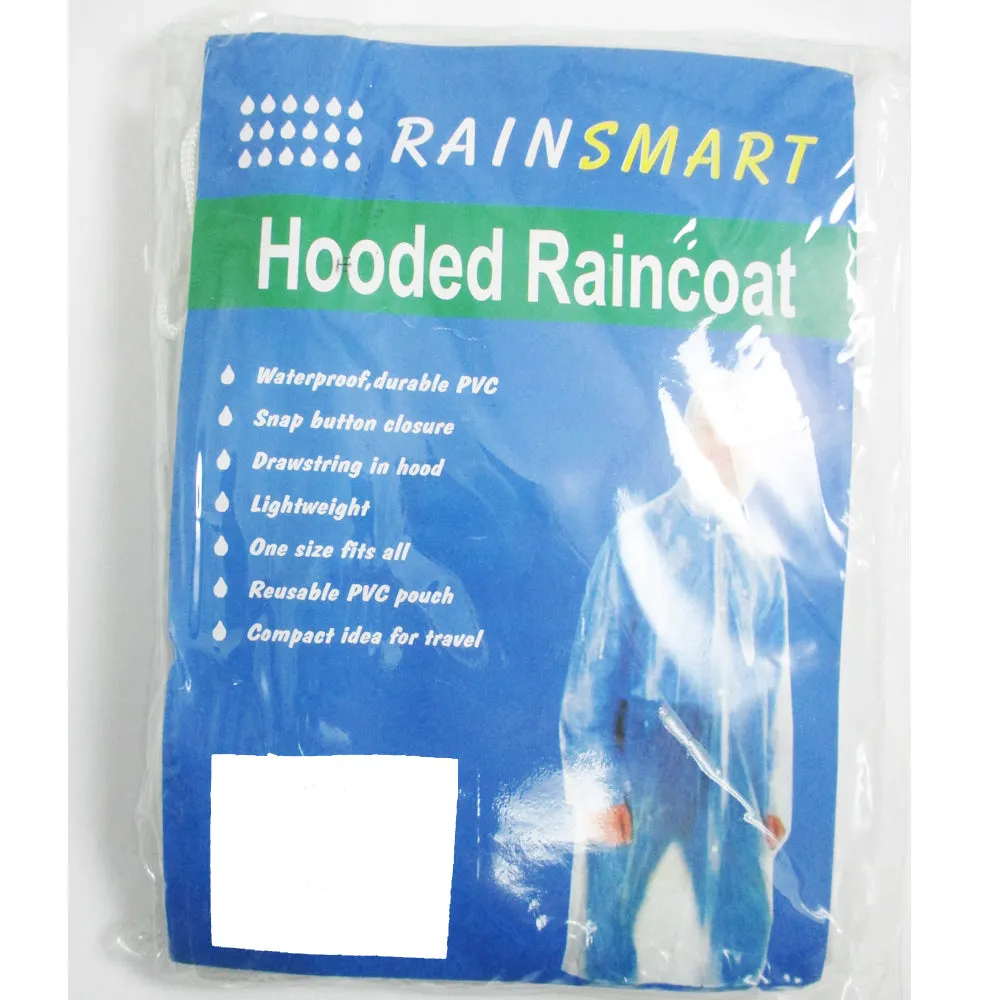 1 Emergency Rain Coat Poncho Reusable Plastic Hooded Outdoor One Size Fit Most