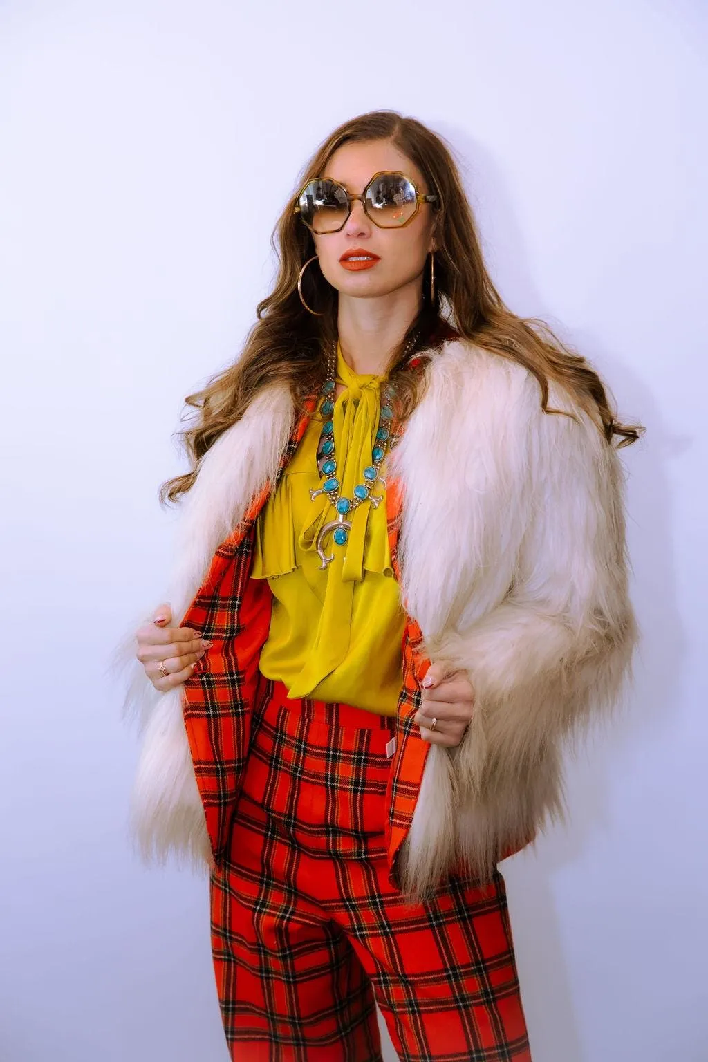 1960s RUSSEL TAYLOR faux shaggy fur coat jacket | new fall winter