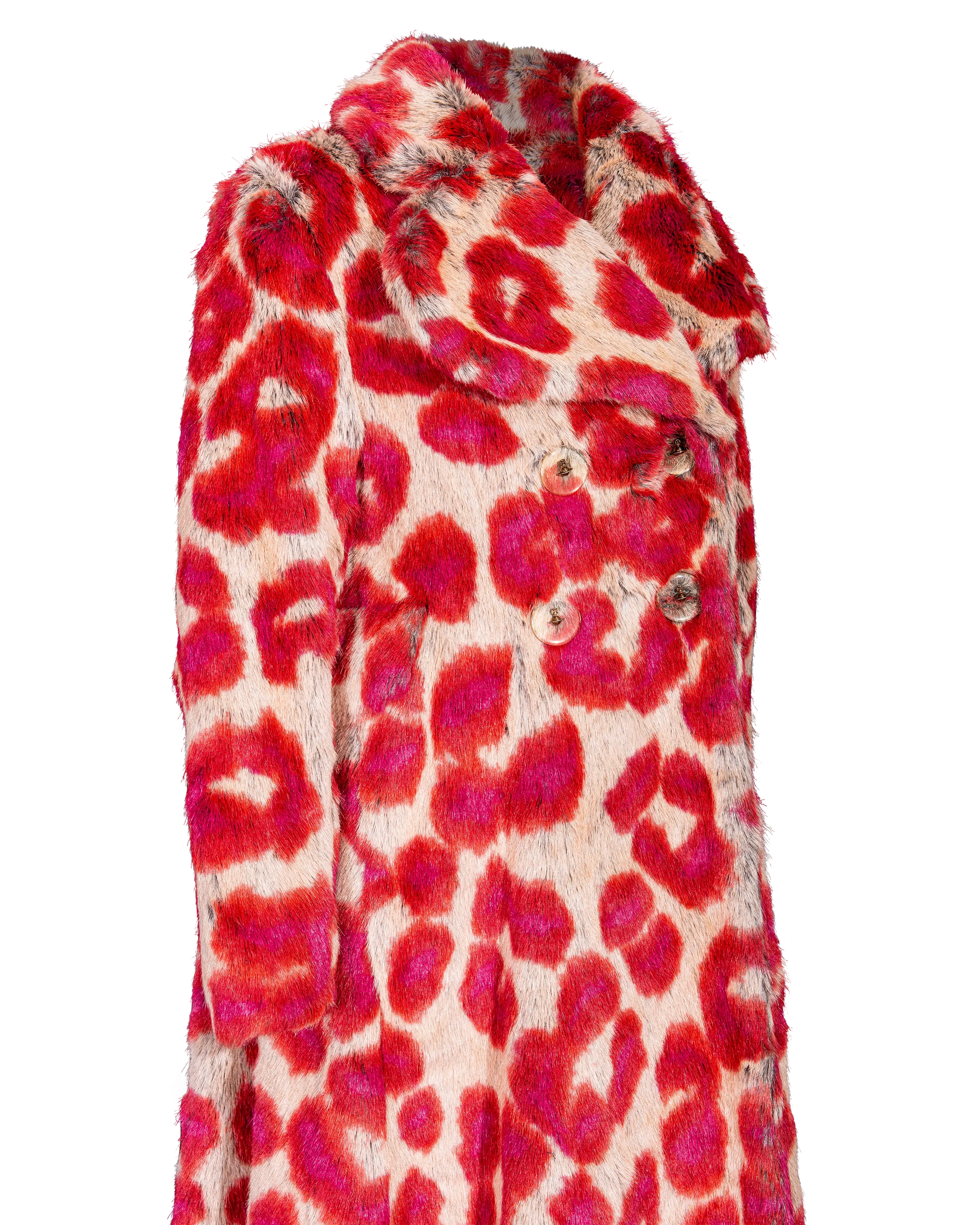 A/W 1992 Faux Fur Leopard Print Coat and Glove Set