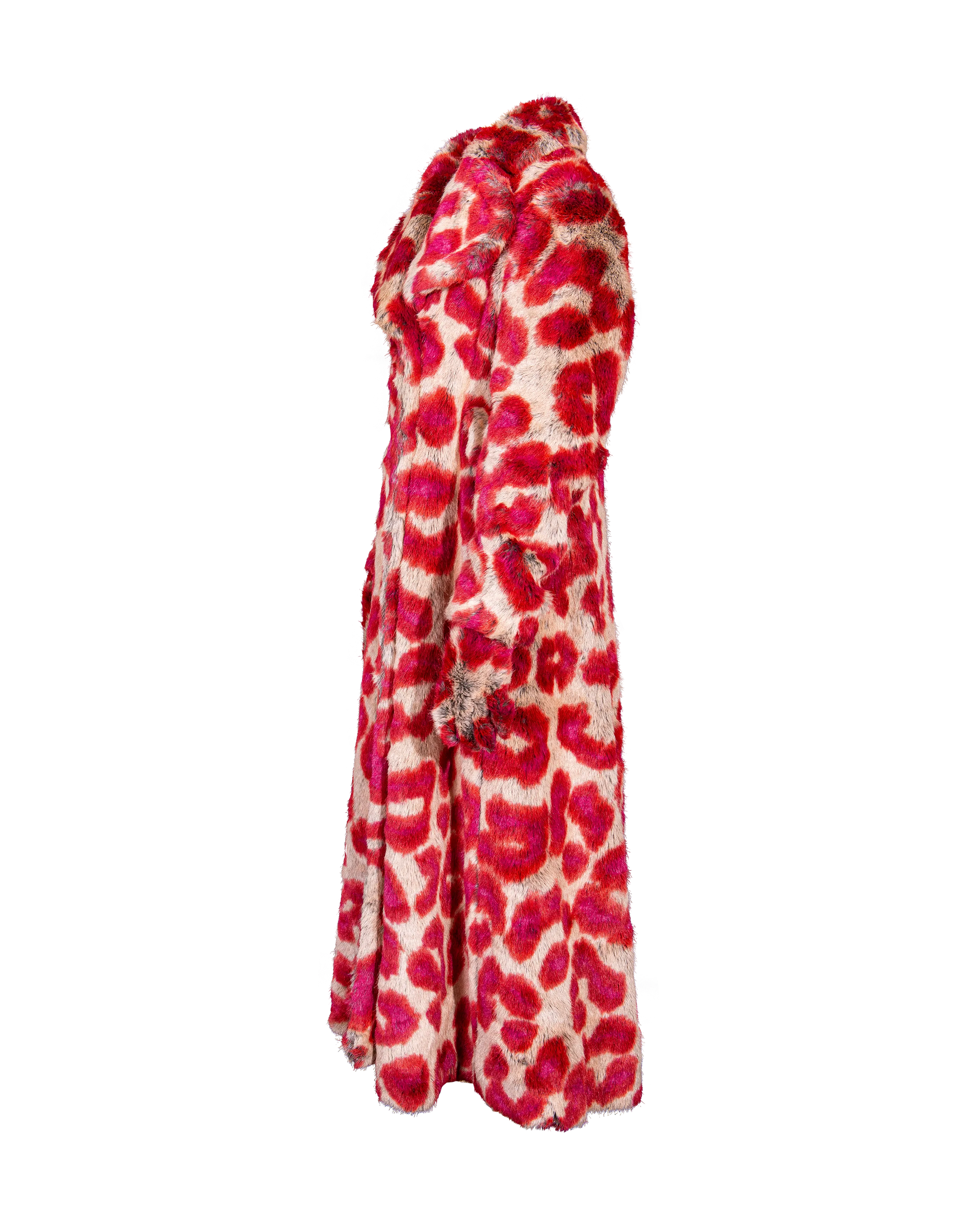 A/W 1992 Faux Fur Leopard Print Coat and Glove Set