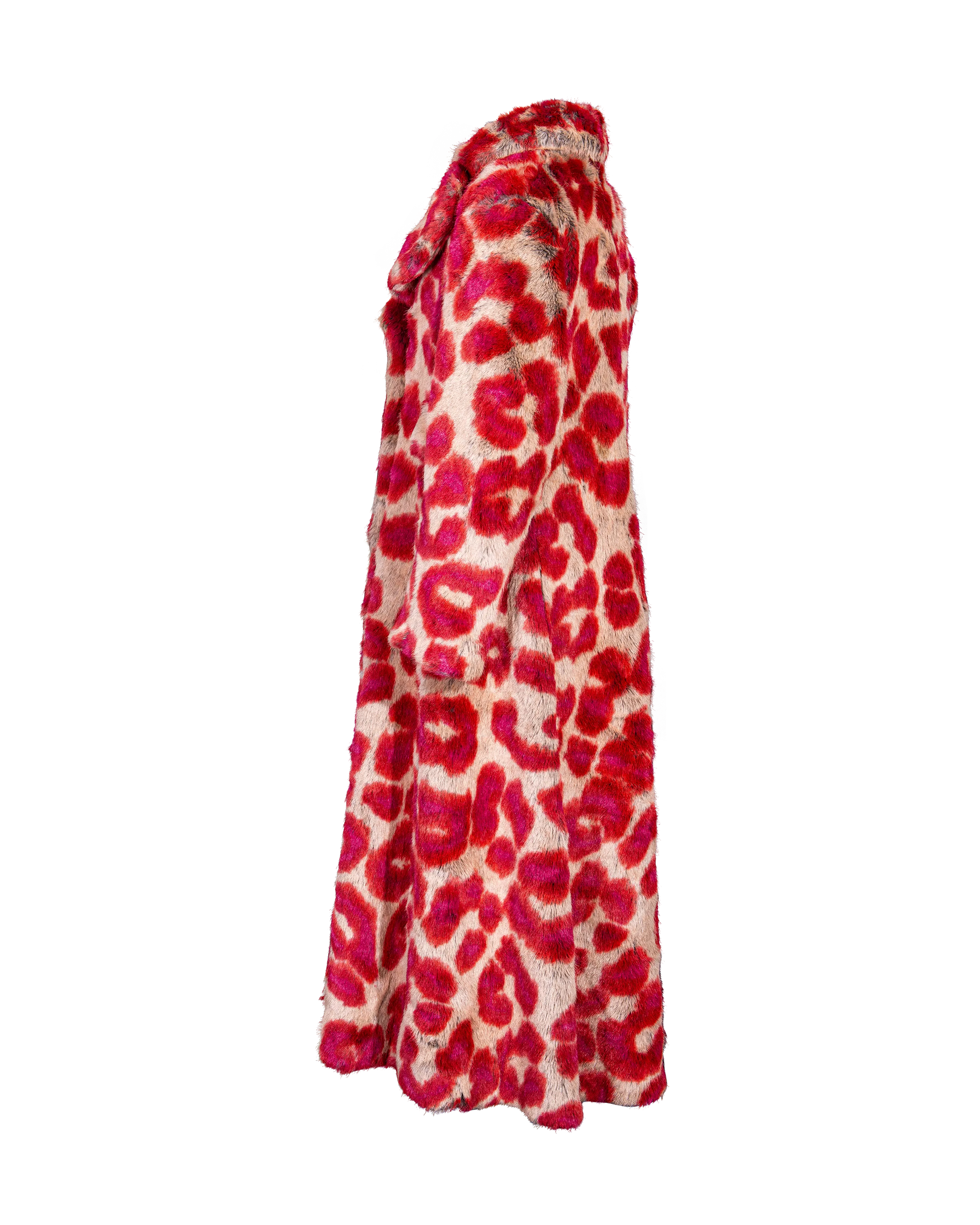 A/W 1992 Faux Fur Leopard Print Coat and Glove Set