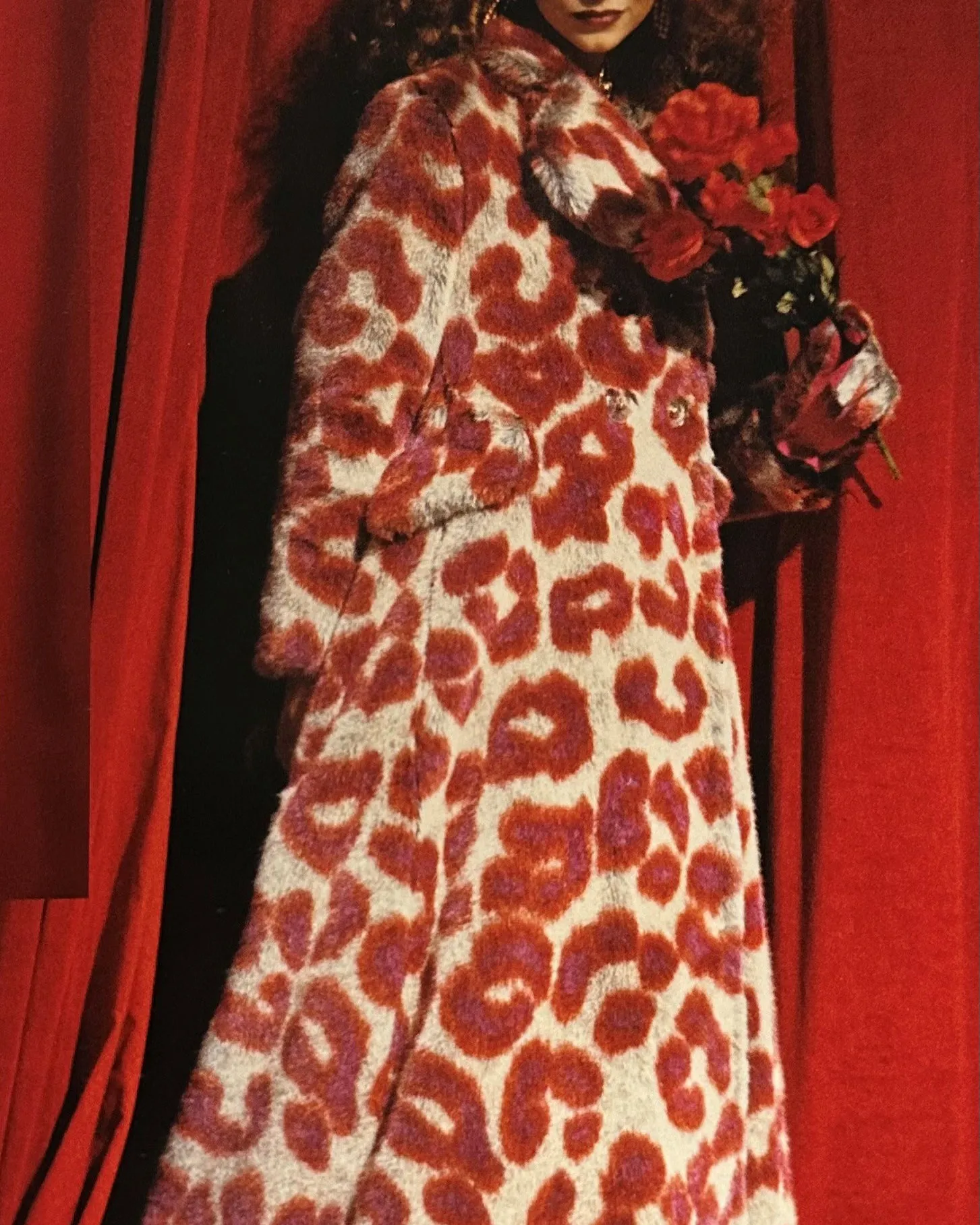 A/W 1992 Faux Fur Leopard Print Coat and Glove Set