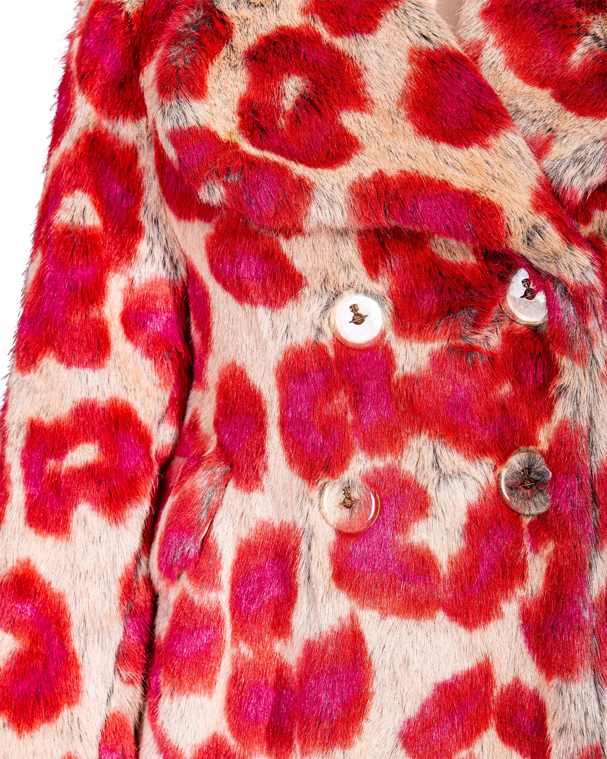 A/W 1992 Faux Fur Leopard Print Coat and Glove Set
