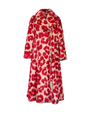 A/W 1992 Faux Fur Leopard Print Coat and Glove Set