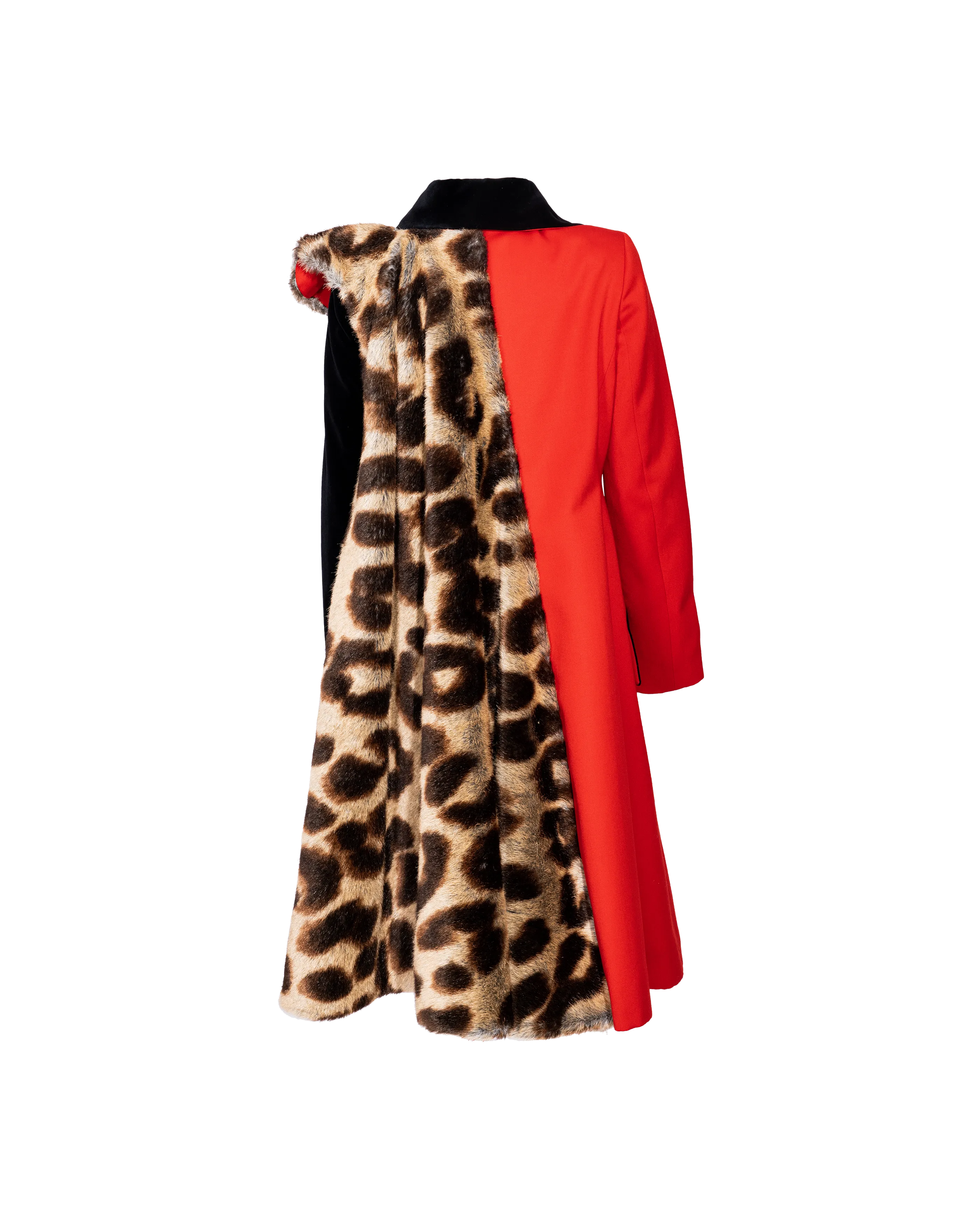 A/W 1996 Red and Leopard Print Contrast Coat