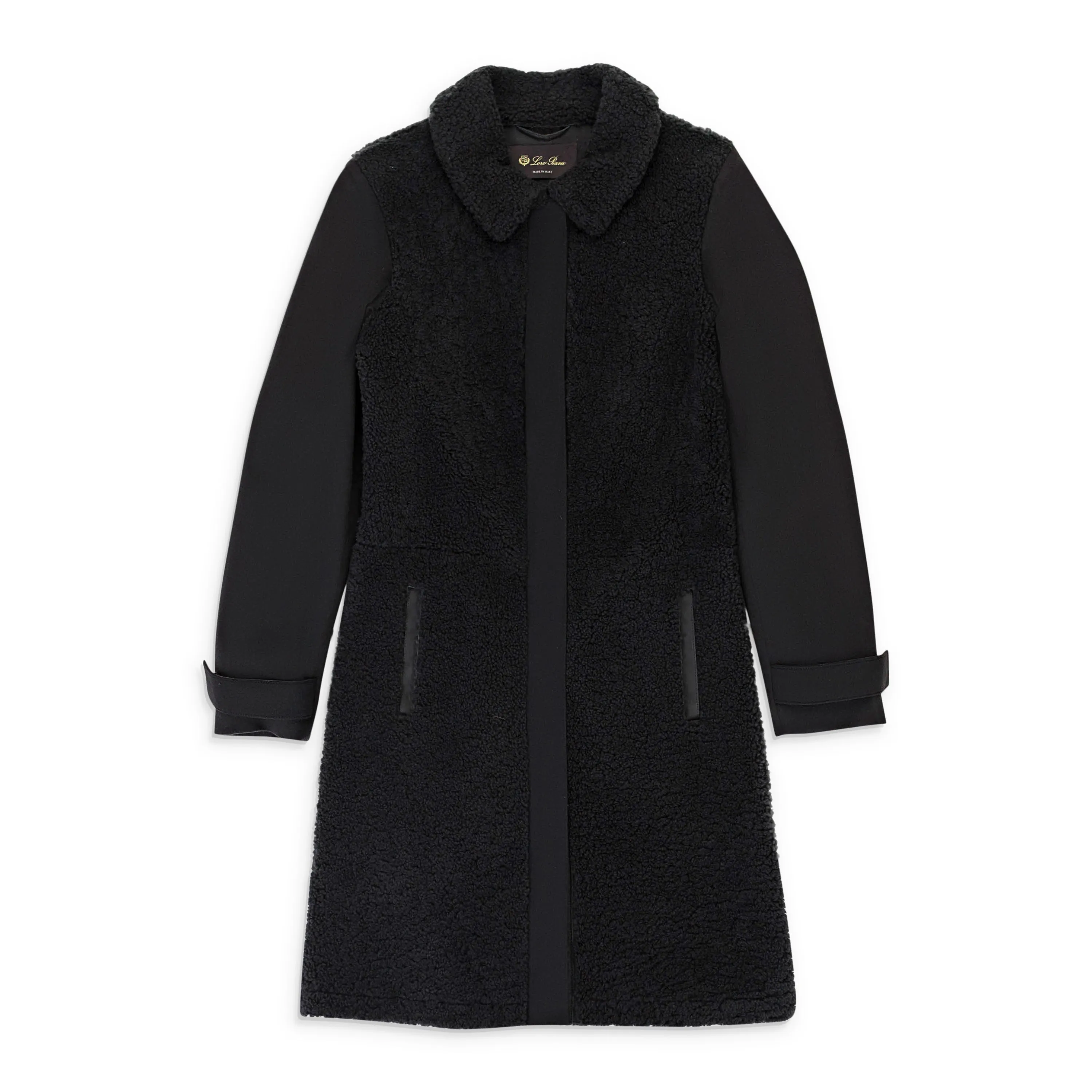 CAPP CARLOW CURLY SHEARLING BLACK COAT