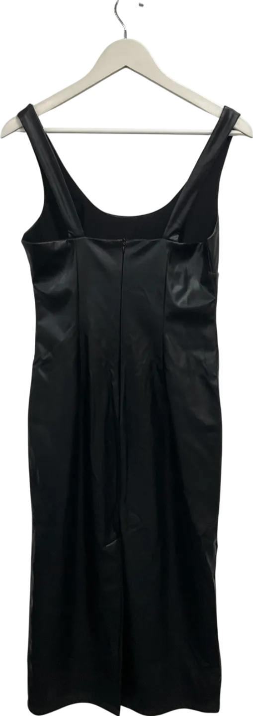 Finesse Black Maia Vegan Leather Midi Dress UK M