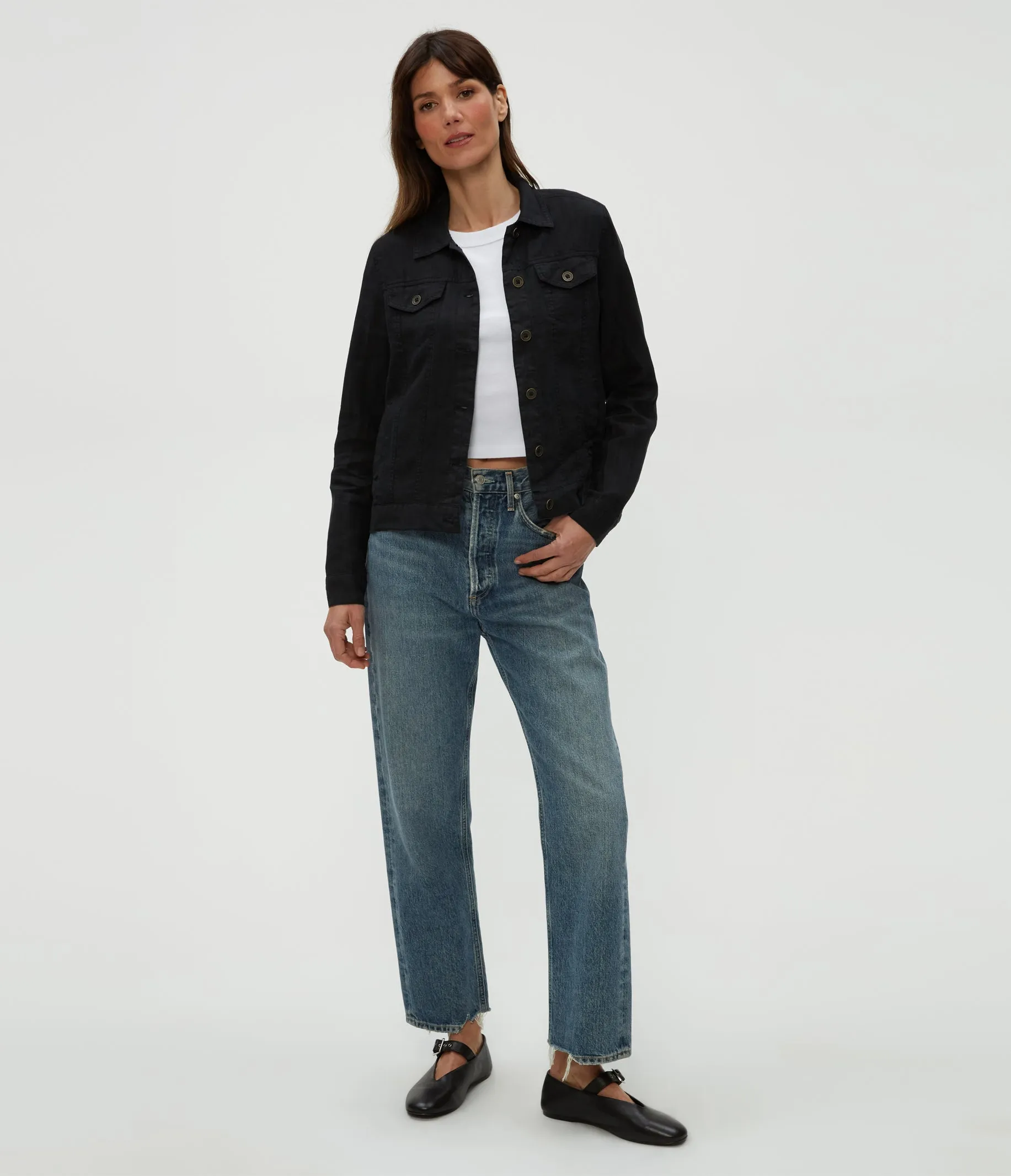 JEAN LINEN JACKET IN BLACK