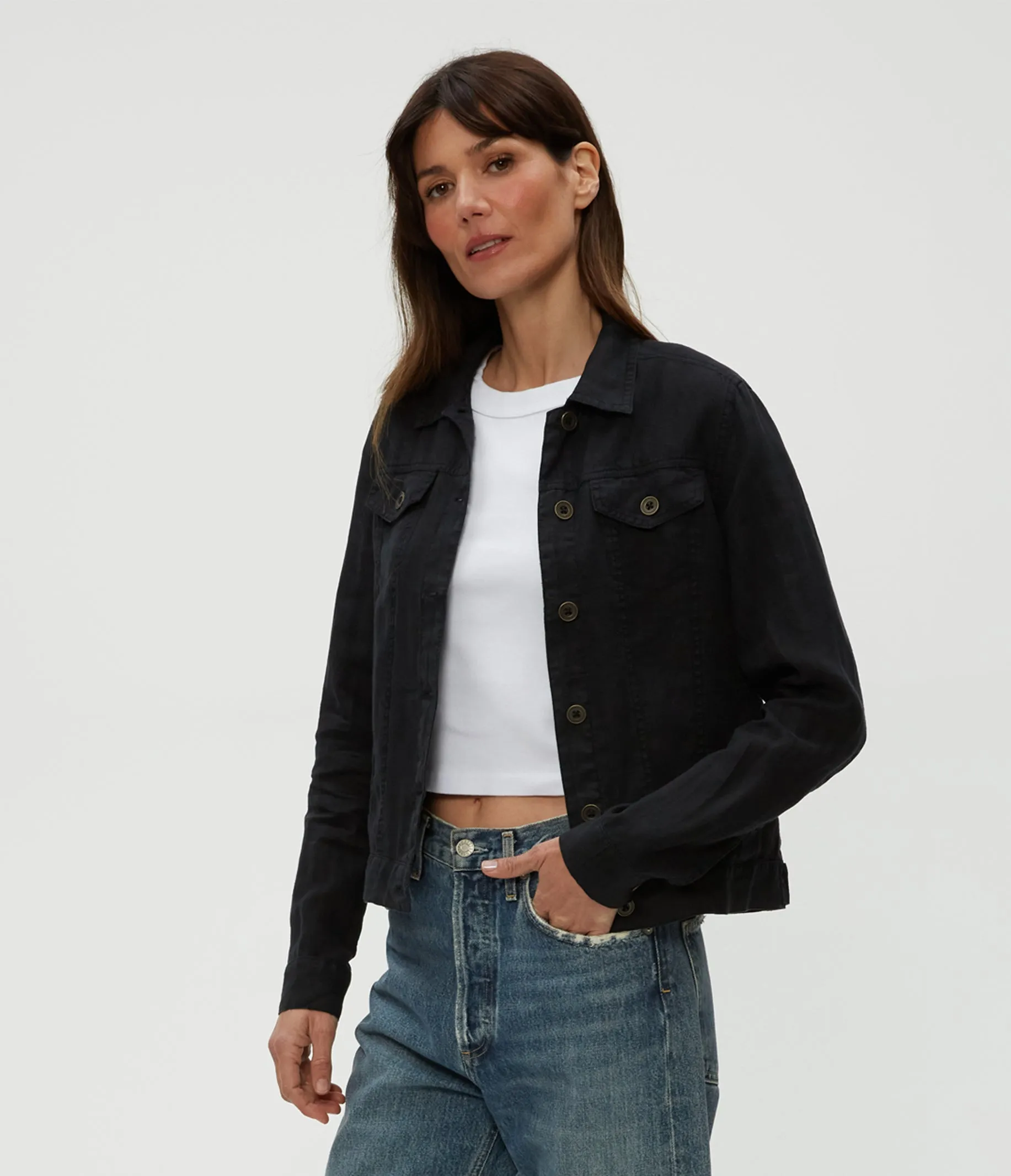 JEAN LINEN JACKET IN BLACK