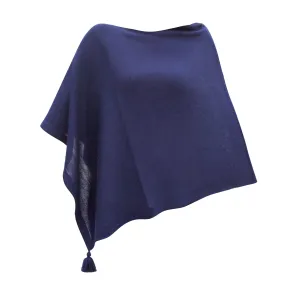 Navy Tassel Poncho