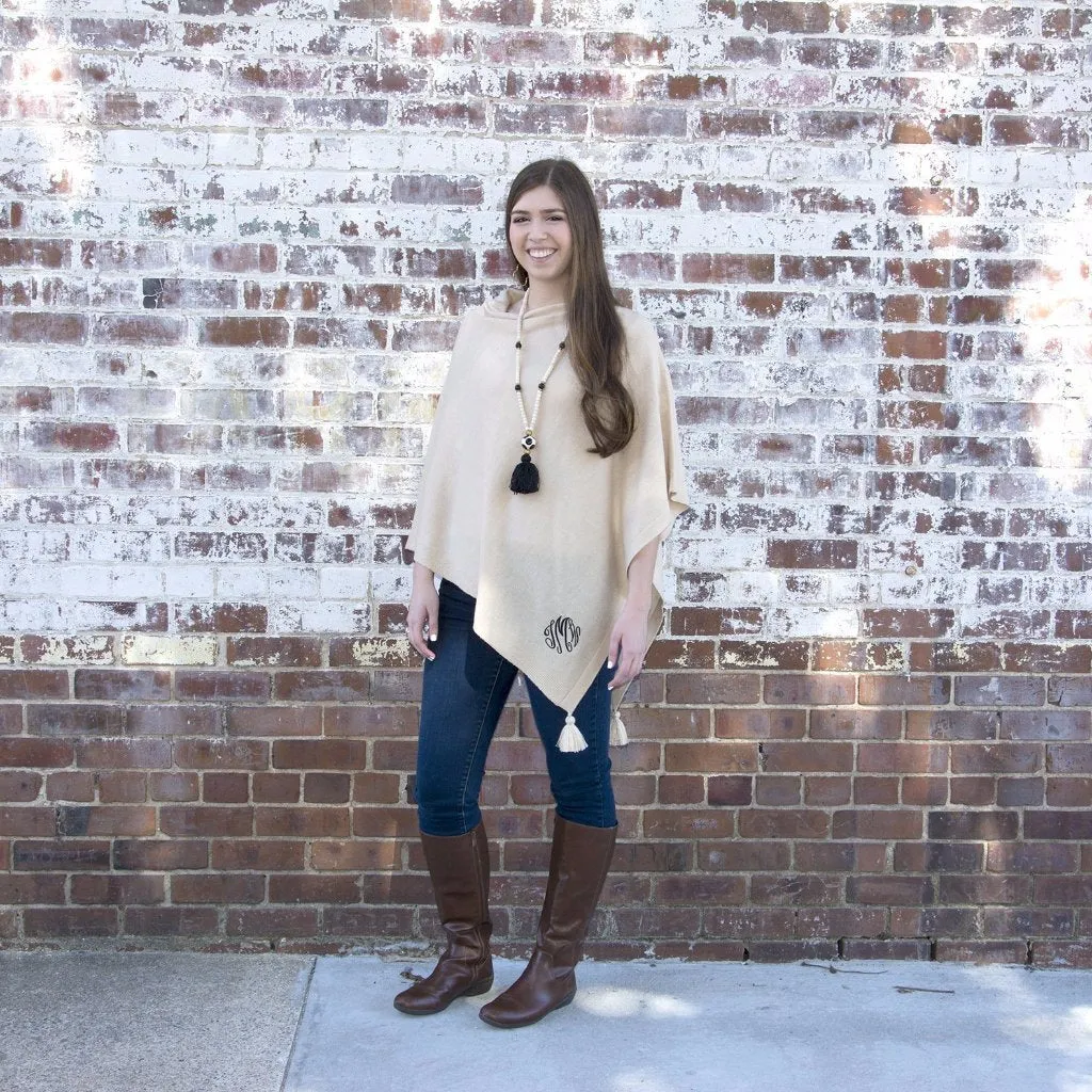 Navy Tassel Poncho