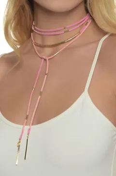 Pretty in Pink Bolo Wrap Necklace