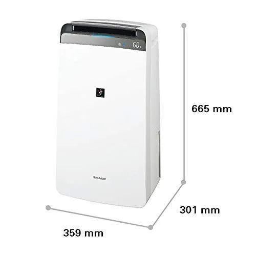 SHARP DW-J20FM-W-DE Air Purifier & Dehumidifier – 20L/Day Moisture Removal, Plasmacluster Tech, HEPA Filter, Covers 550 Sq. Ft.