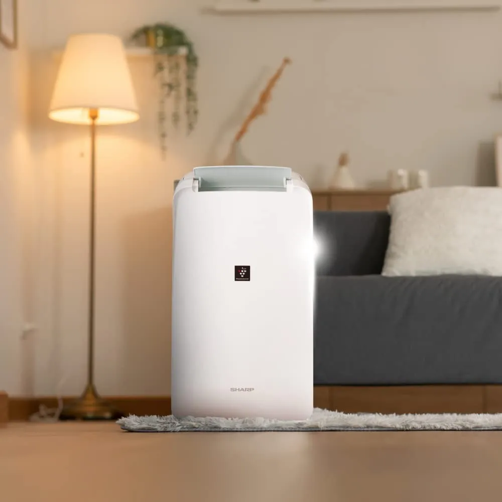 SHARP DW-P10M-W Electric Dehumidifier with Plasmacluster Technology – 10L/Day Moisture Removal, Clothes Dryer Mode, 250 Sq. Ft. Coverage, Dual Drainage