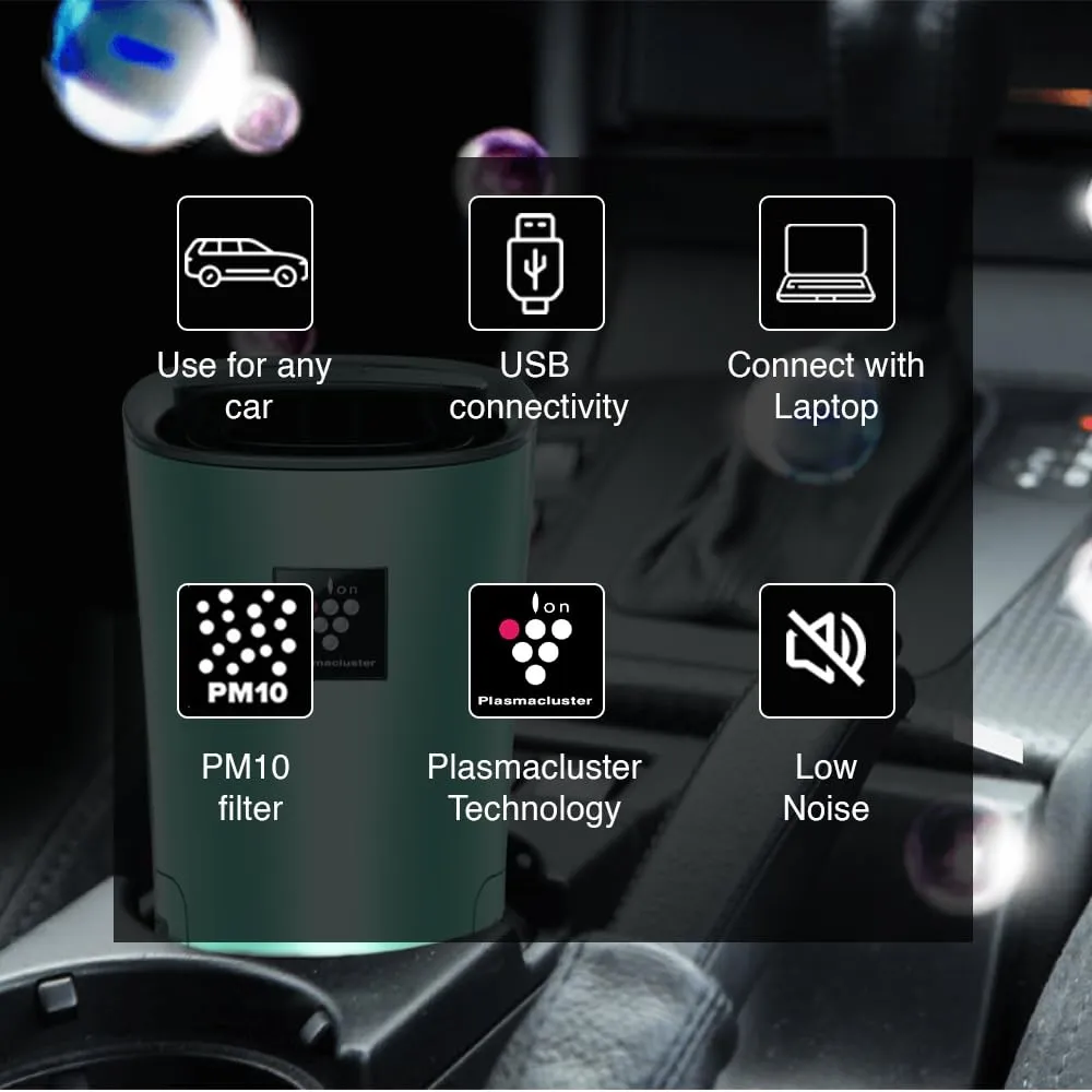SHARP IG-NX2M-A Car Air Purifier with Plasmacluster (Removes Bacteria, Virus, Odor, Mold, VOCs) I JAPAN TECHNOLOGY I Pre Filter I Suitable for Hatchback, Sedan and SUVs | Cover: 25 Sq Ft