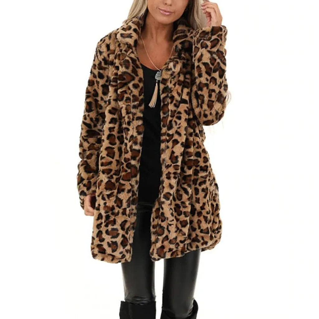 Warm Winter Leopard Faux Fur Jacket