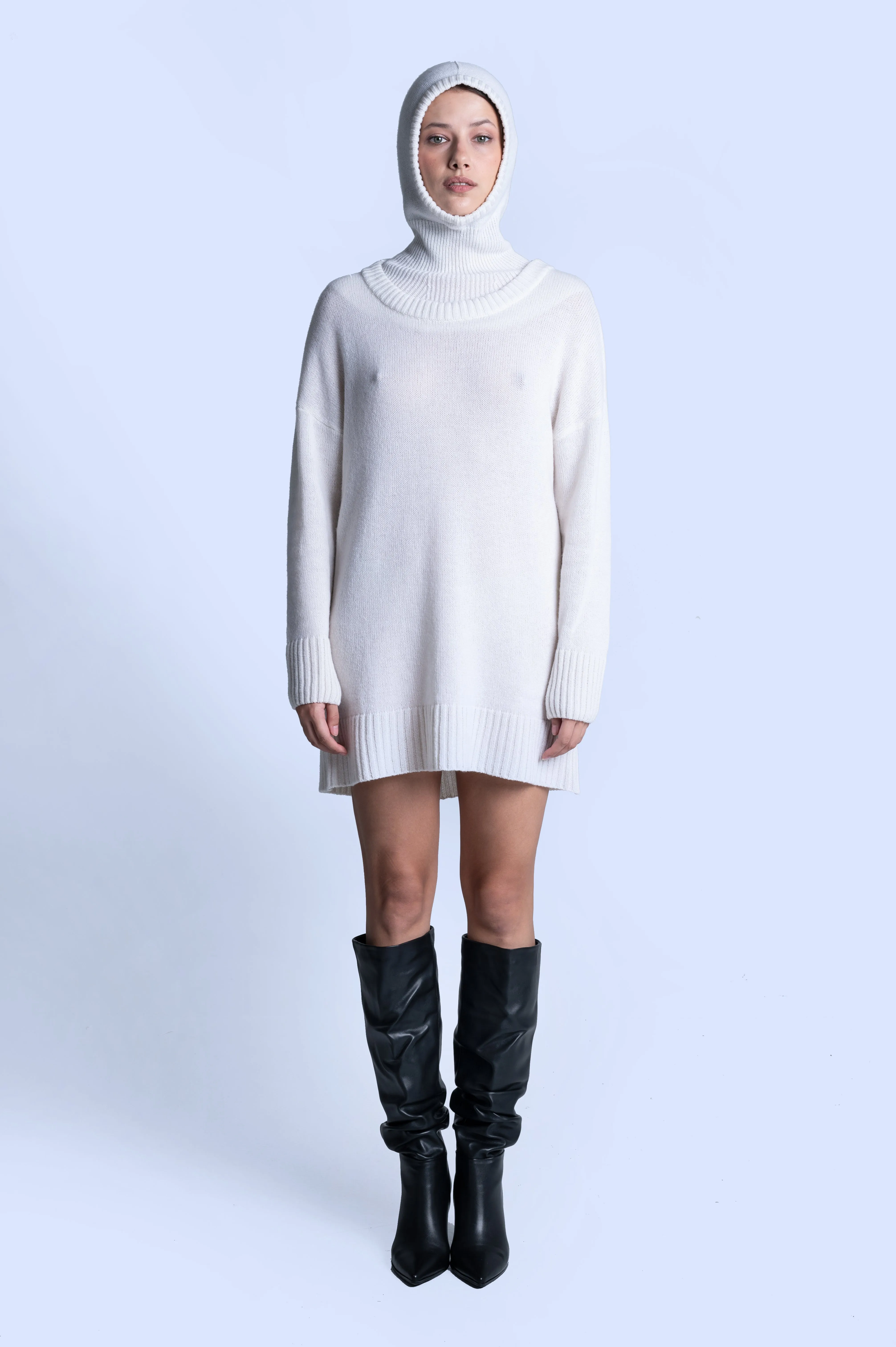WHITE CASHMERE MAXI JUMPER