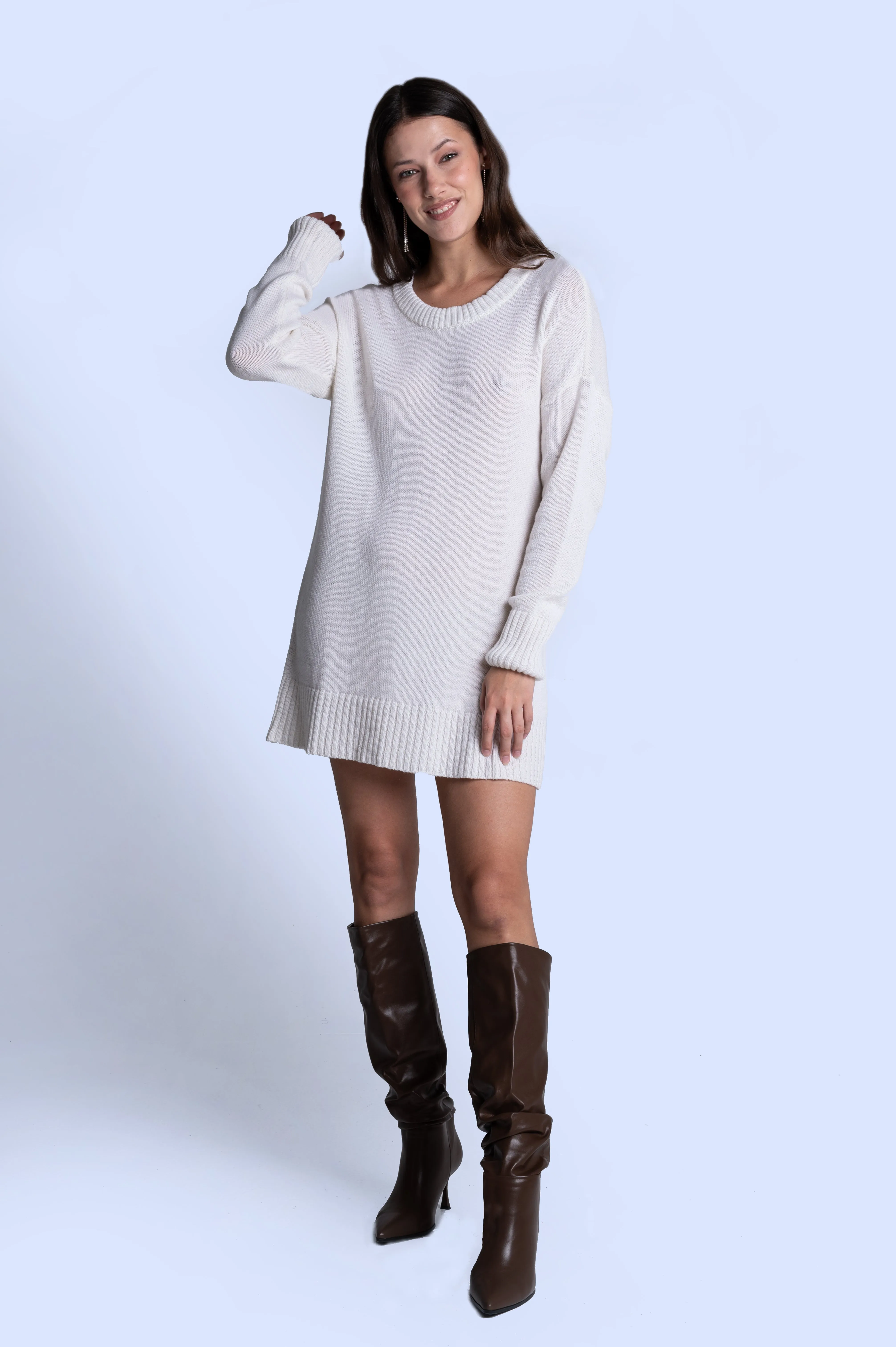 WHITE CASHMERE MAXI JUMPER