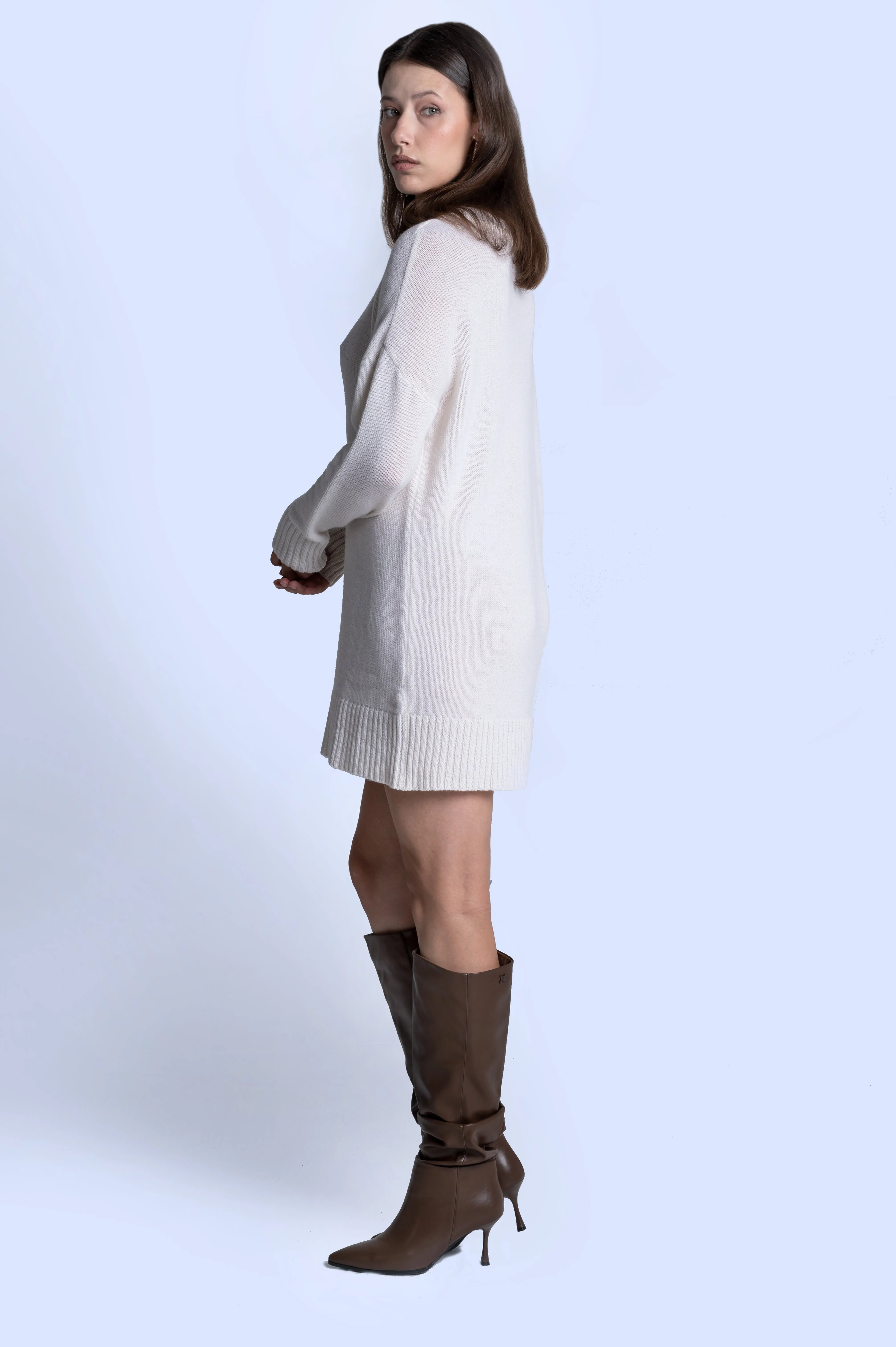 WHITE CASHMERE MAXI JUMPER