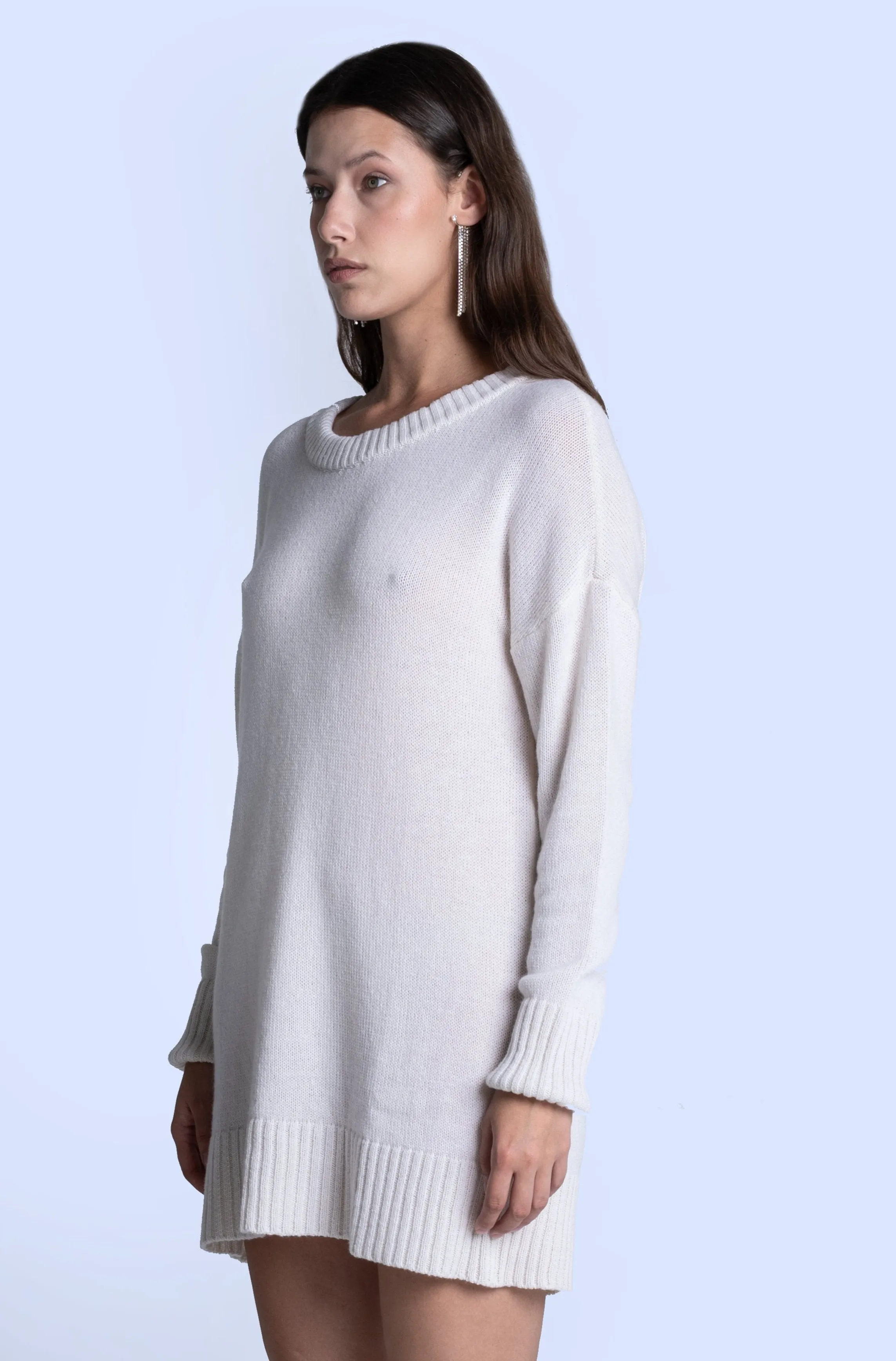 WHITE CASHMERE MAXI JUMPER
