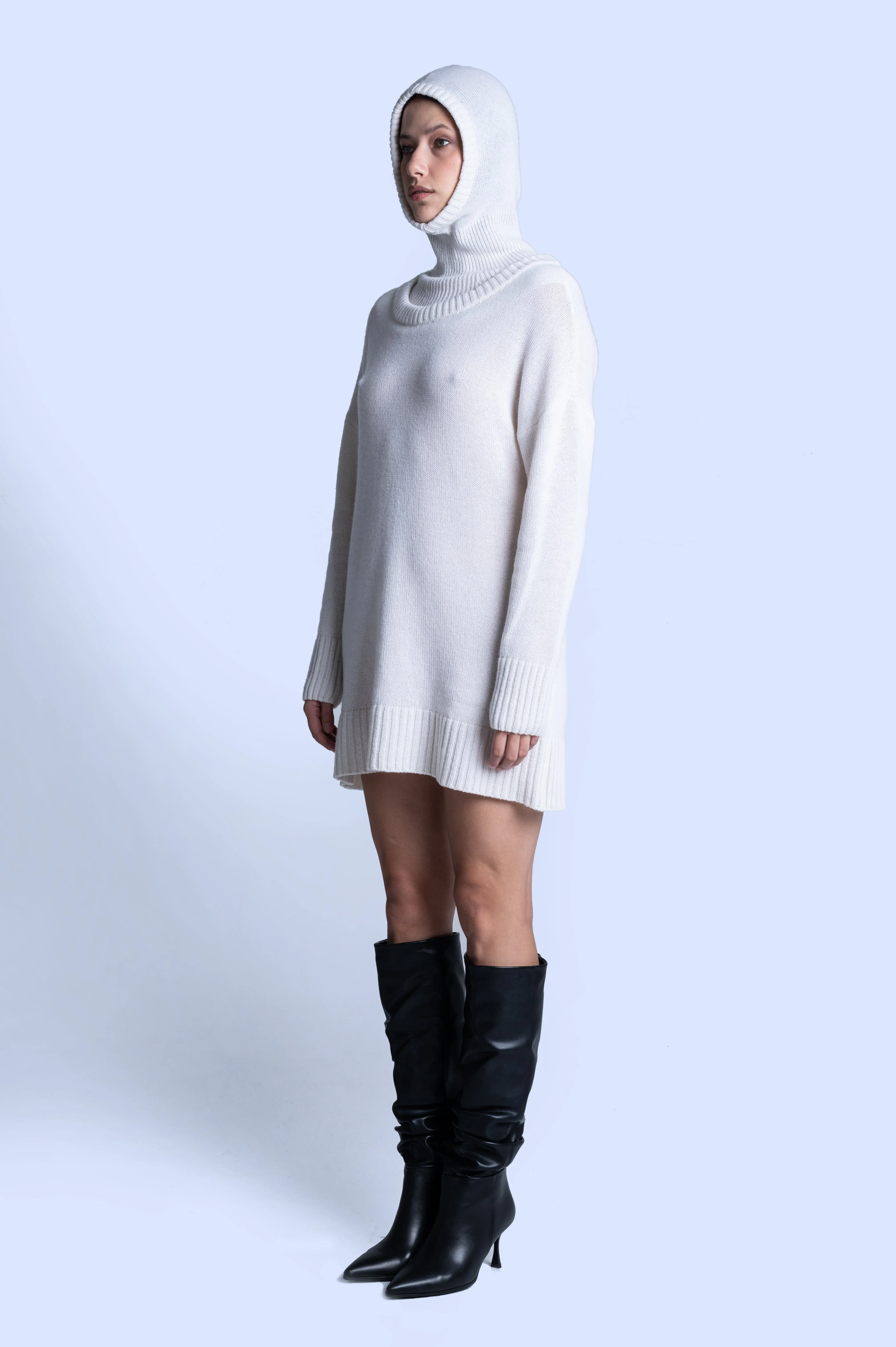 WHITE CASHMERE MAXI JUMPER